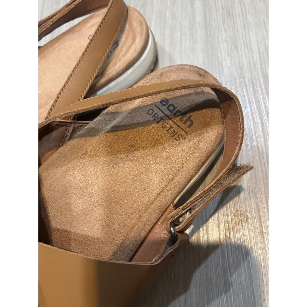 Earth Origins Suzie Tan Leather Slingback Flat Sandals Womens 10W ETSUZIE - Picture 5 of 5